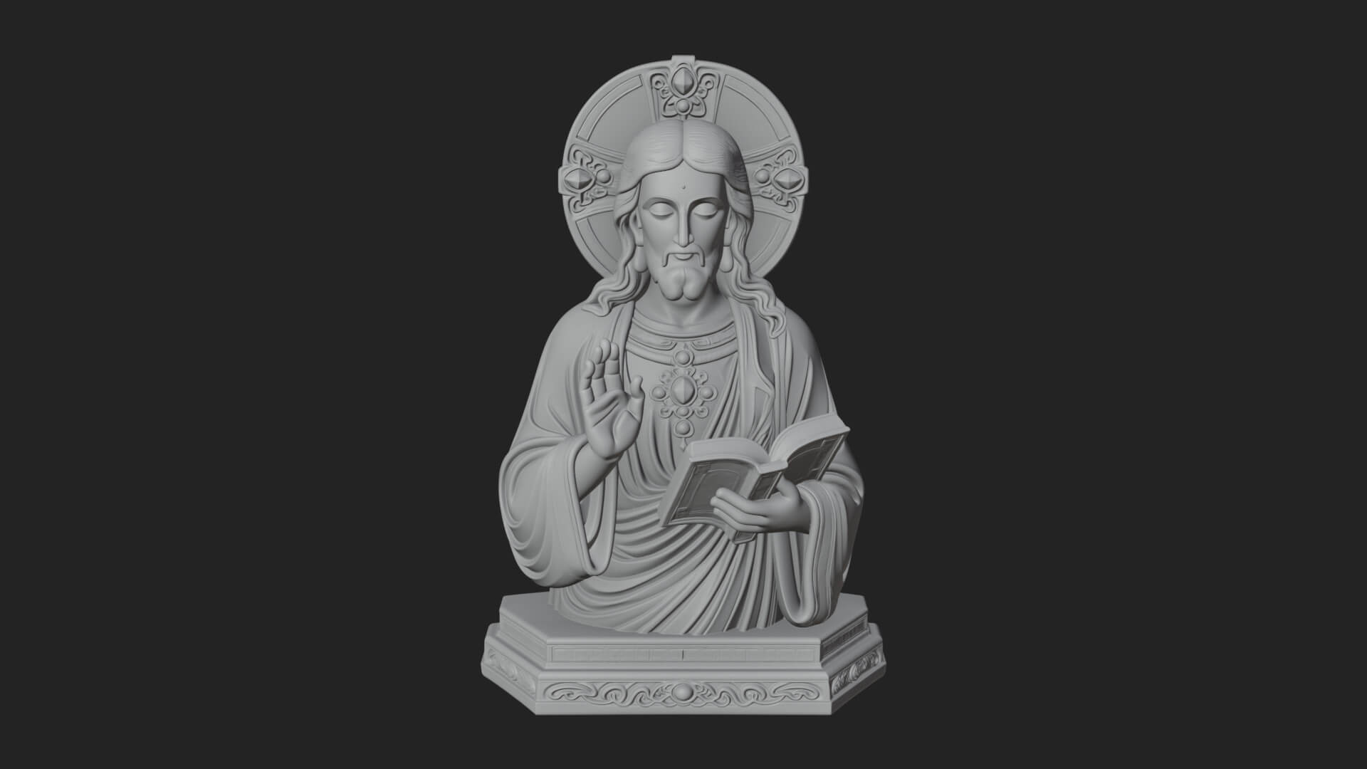 Haloed Christ Bust Statue Design 7 3D Print Model 3D Model