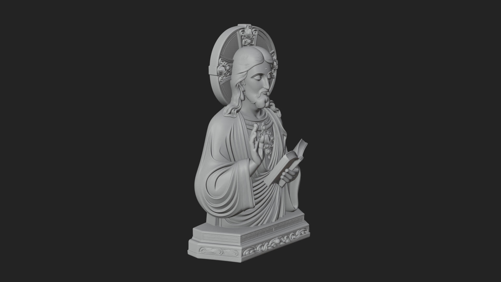 Haloed Christ Bust Statue Design 7 3D Print Model 3D Model
