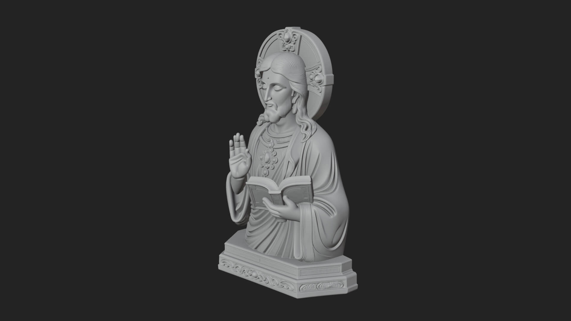 Haloed Christ Bust Statue Design 7 3D Print Model 3D Model