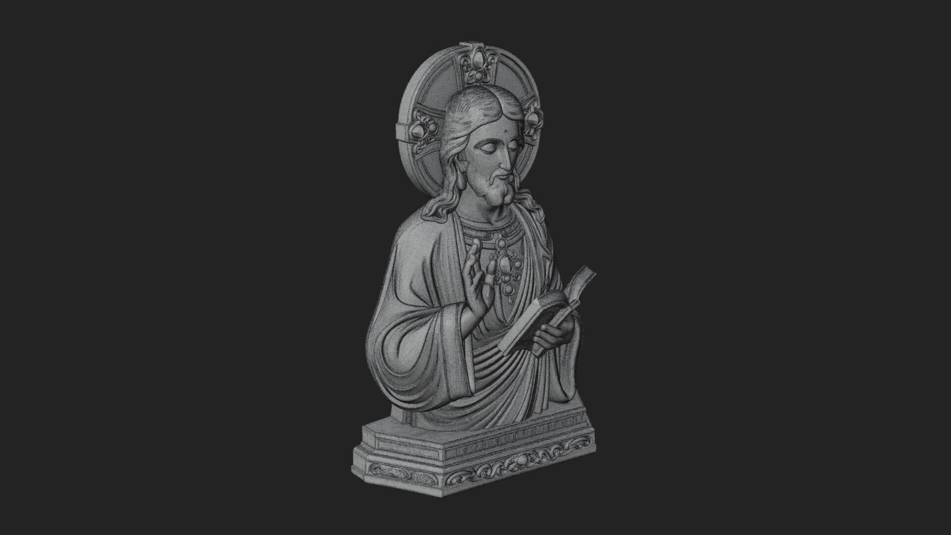 Haloed Christ Bust Statue Design 7 3D Print Model 3D Model