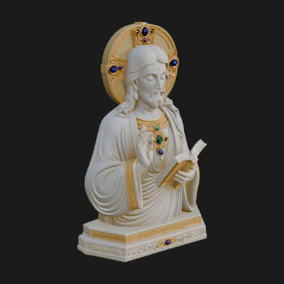 Haloed Christ Bust Statue Design 7 3D Print Model