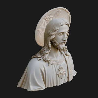 Haloed Christ Relief Bust Statue Design 2 3D Print Model