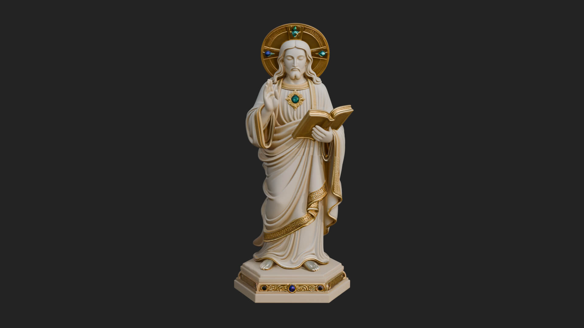 Haloed Saint with Book Statue Design 1 3D Print Model 3D Model