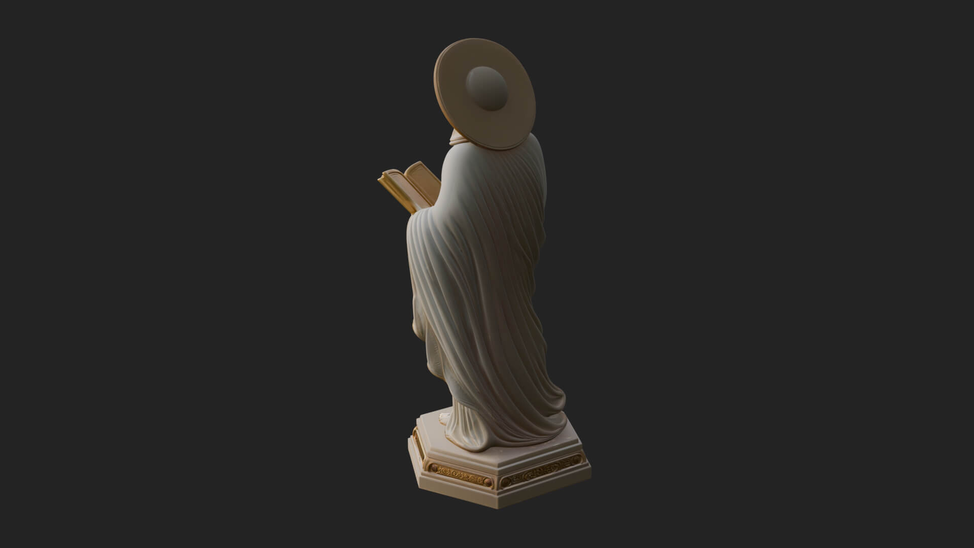 Haloed Saint with Book Statue Design 1 3D Print Model 3D Model