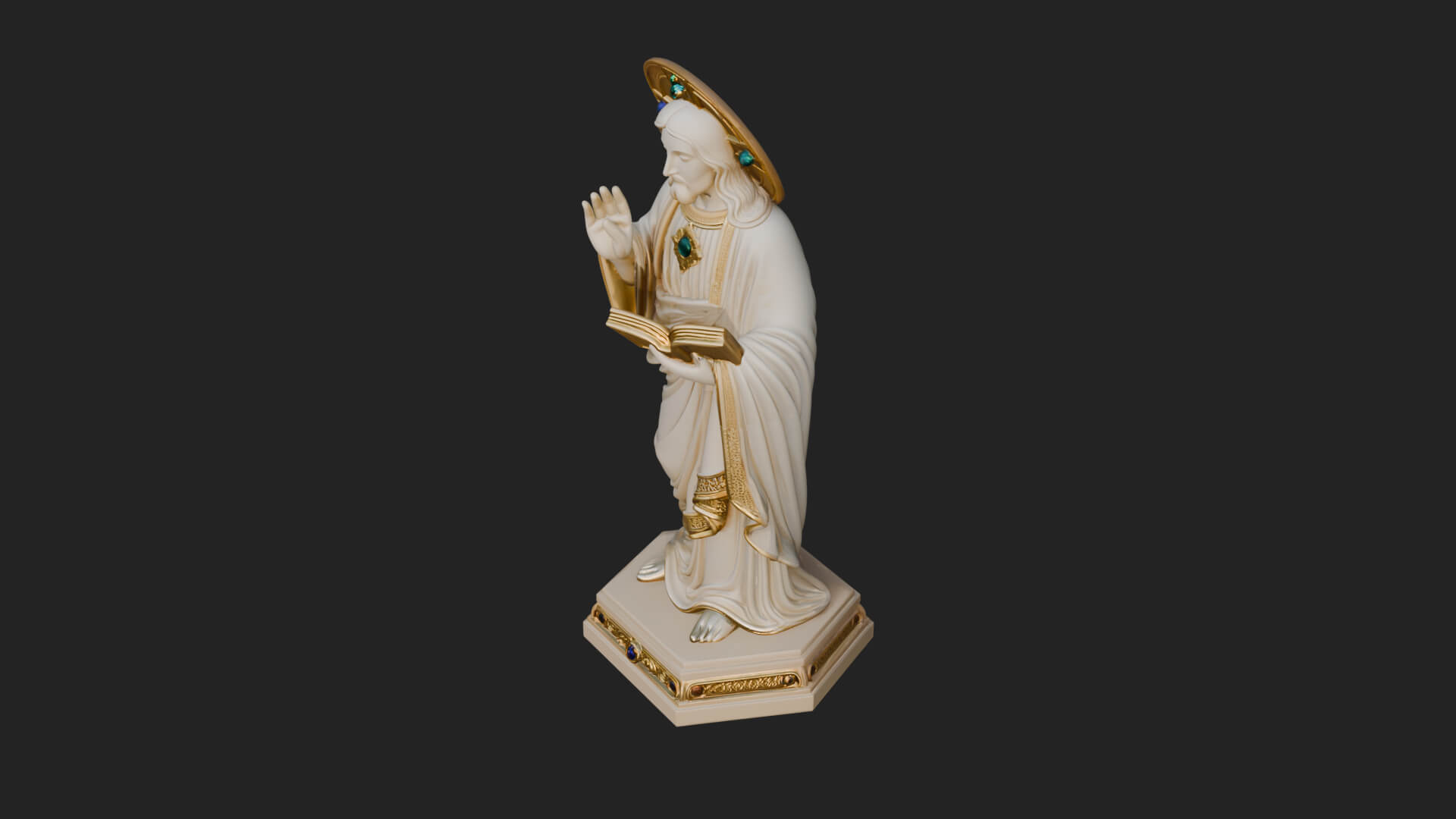 Haloed Saint with Book Statue Design 1 3D Print Model 3D Model