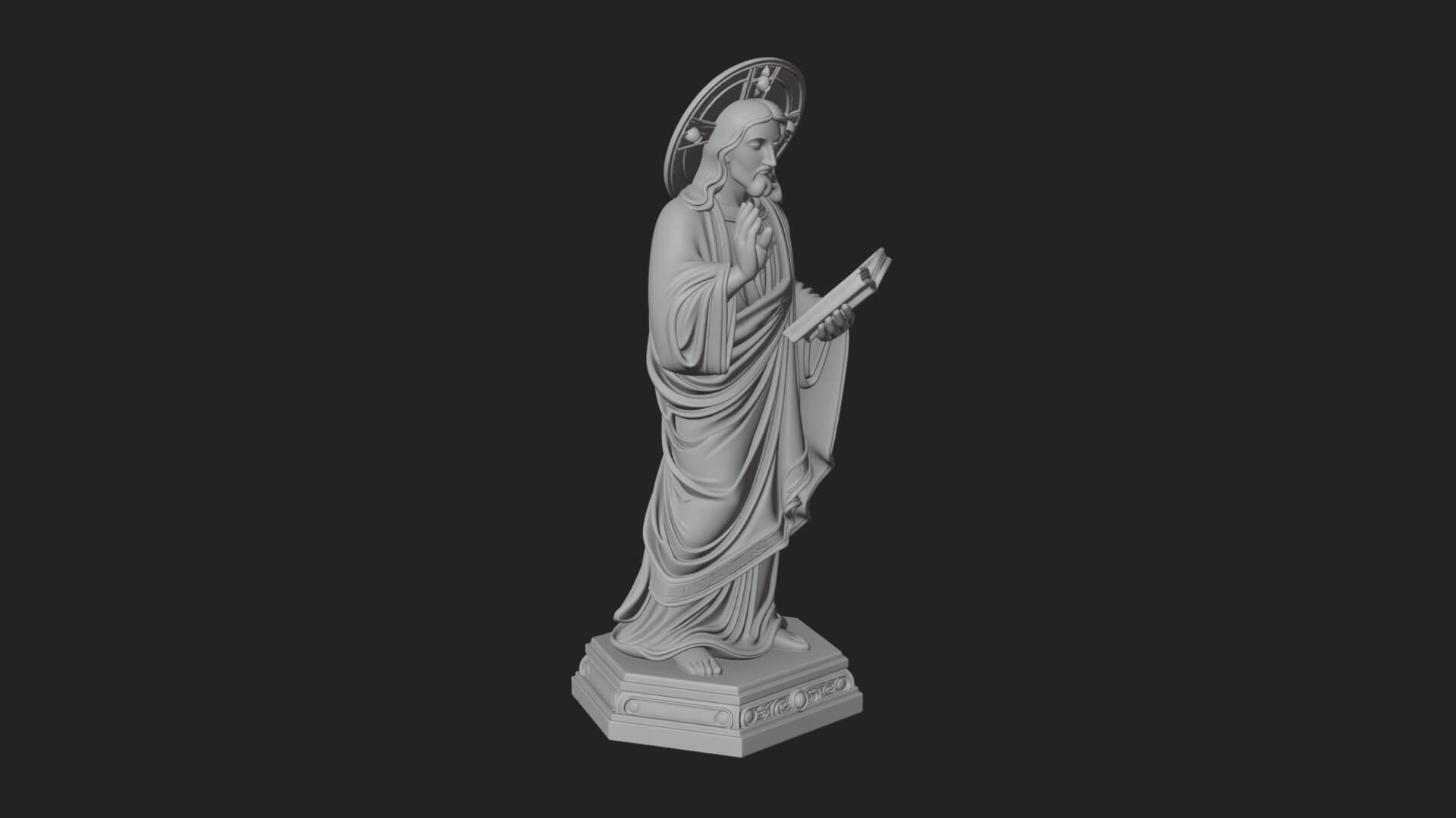 Haloed Saint with Book Statue Design 1 3D Print Model 3D Model