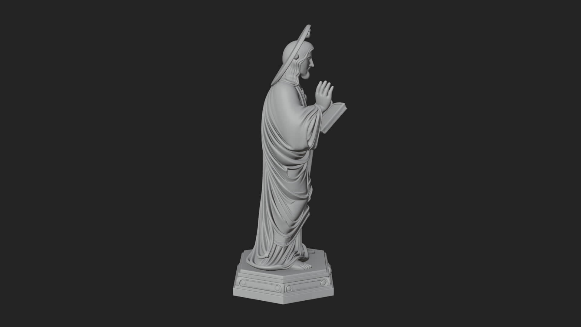 Haloed Saint with Book Statue Design 1 3D Print Model 3D Model