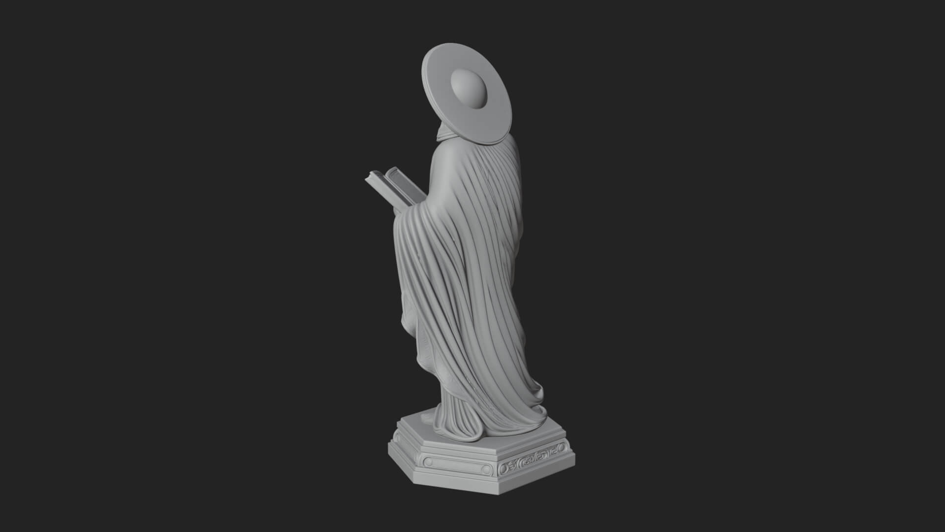 Haloed Saint with Book Statue Design 1 3D Print Model 3D Model