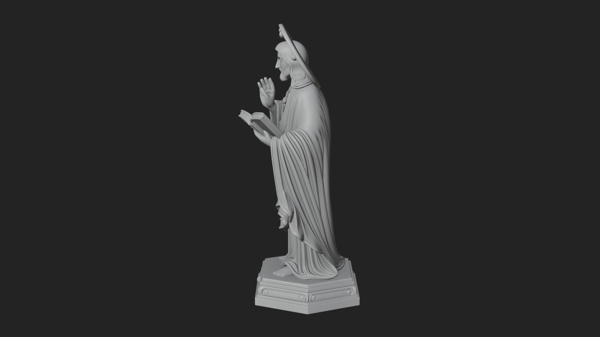 Haloed Saint with Book Statue Design 1 3D Print Model 3D Model