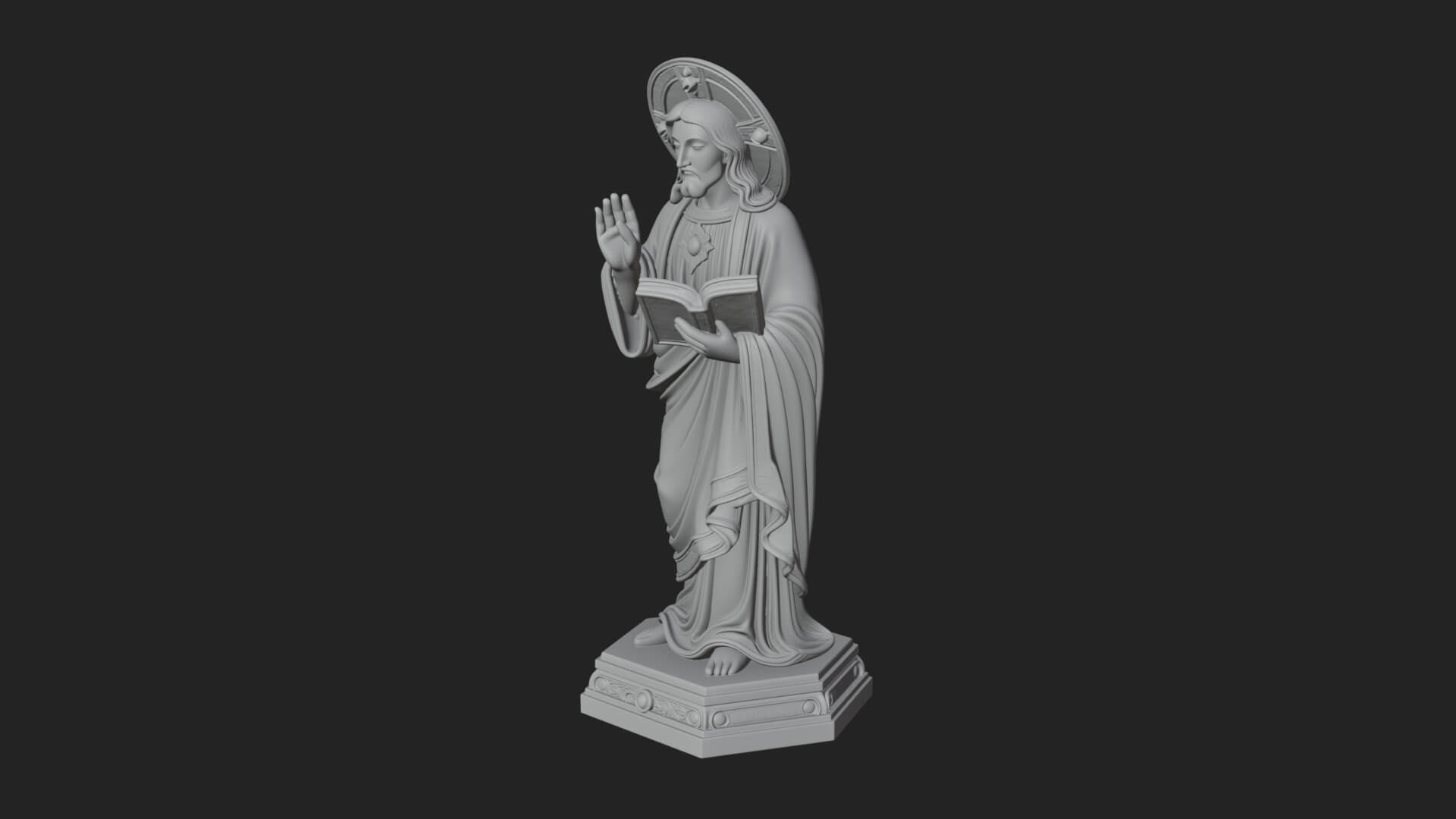 Haloed Saint with Book Statue Design 1 3D Print Model 3D Model