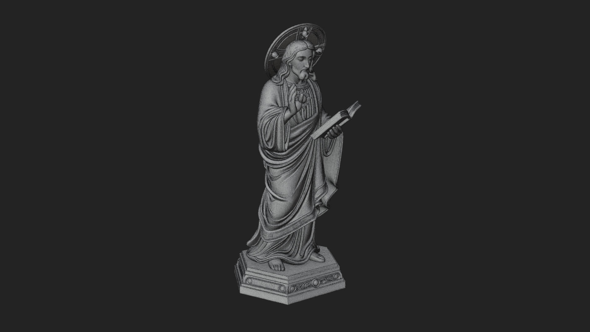 Haloed Saint with Book Statue Design 1 3D Print Model 3D Model