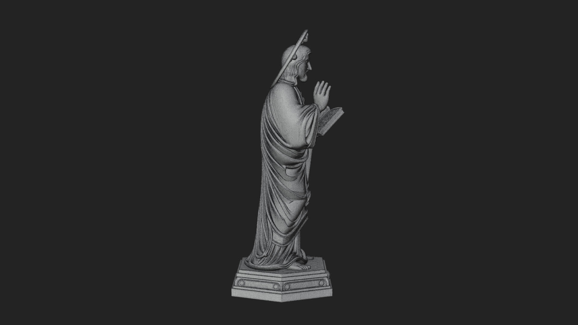 Haloed Saint with Book Statue Design 1 3D Print Model 3D Model