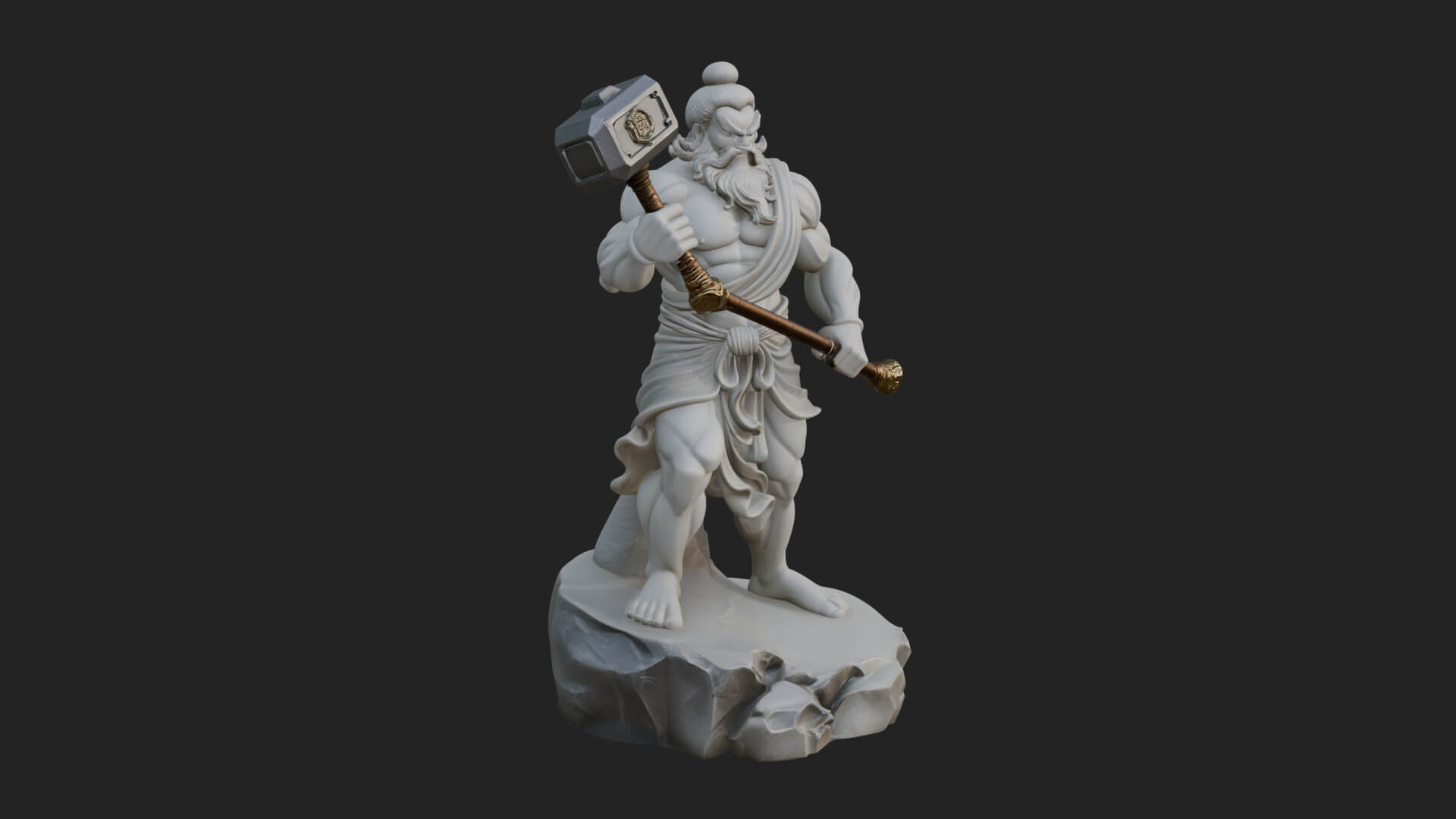 Hammer Thunder God Statue Design 1 3D Print Model 3D Model