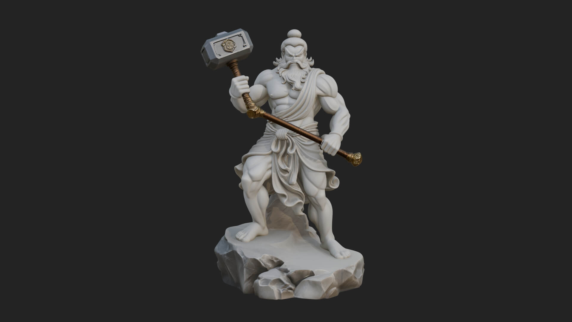 Hammer Thunder God Statue Design 1 3D Print Model 3D Model