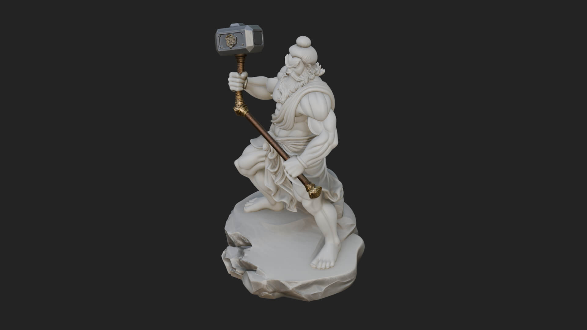 Hammer Thunder God Statue Design 1 3D Print Model 3D Model