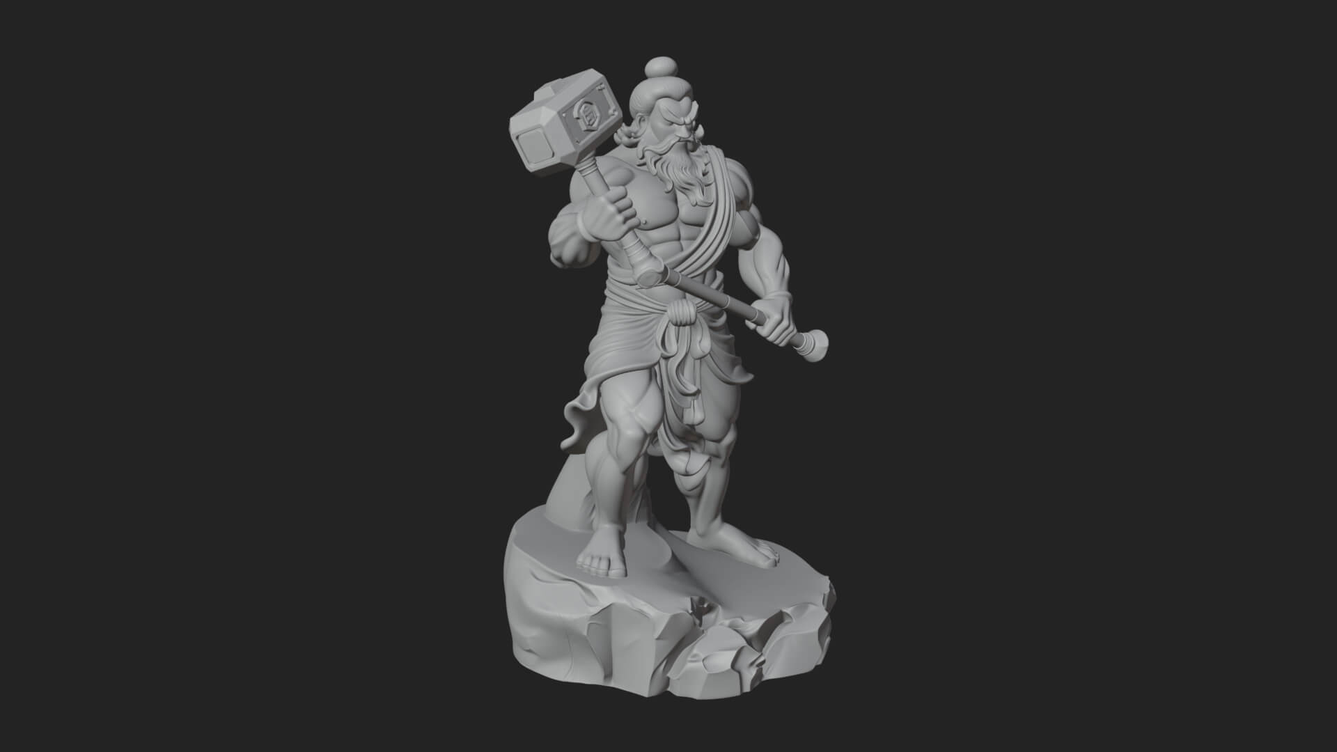 Hammer Thunder God Statue Design 1 3D Print Model 3D Model