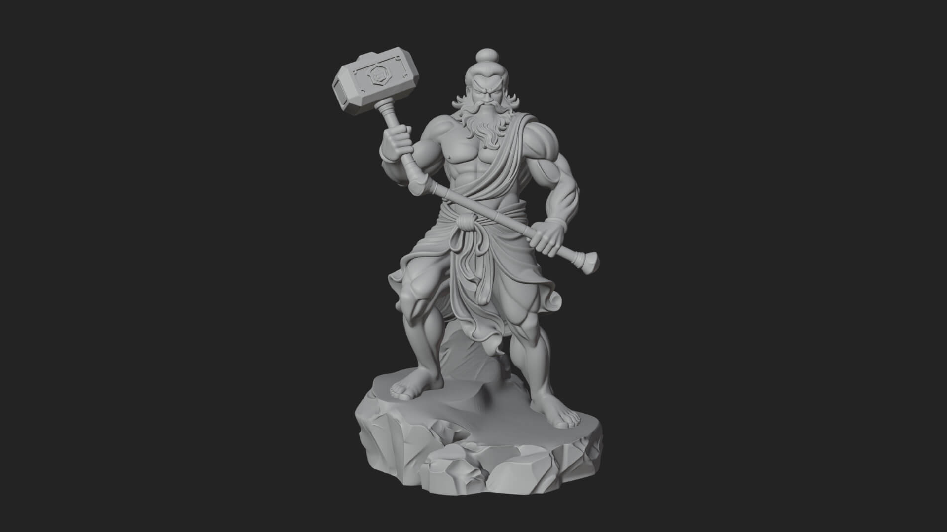 Hammer Thunder God Statue Design 1 3D Print Model 3D Model