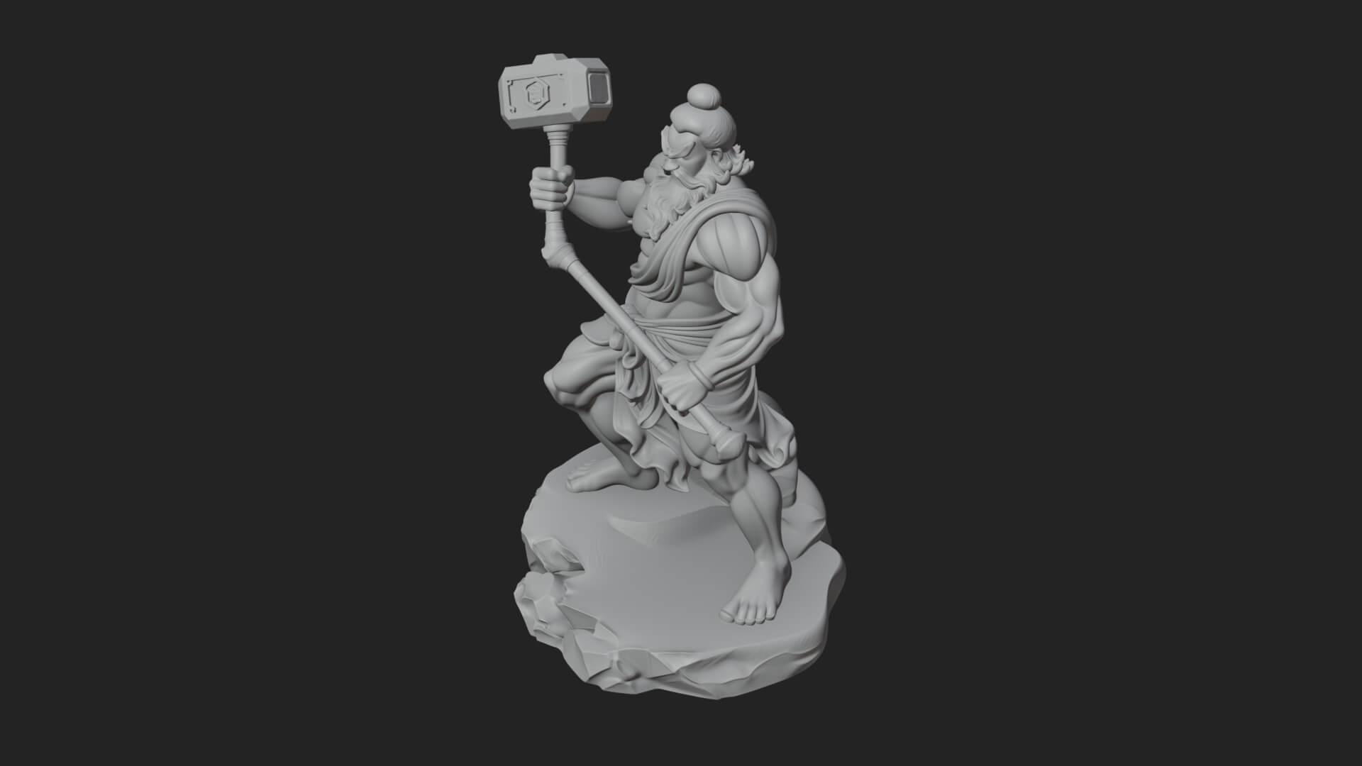 Hammer Thunder God Statue Design 1 3D Print Model 3D Model