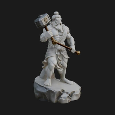 Hammer Thunder God Statue Design 1 3D Print Model