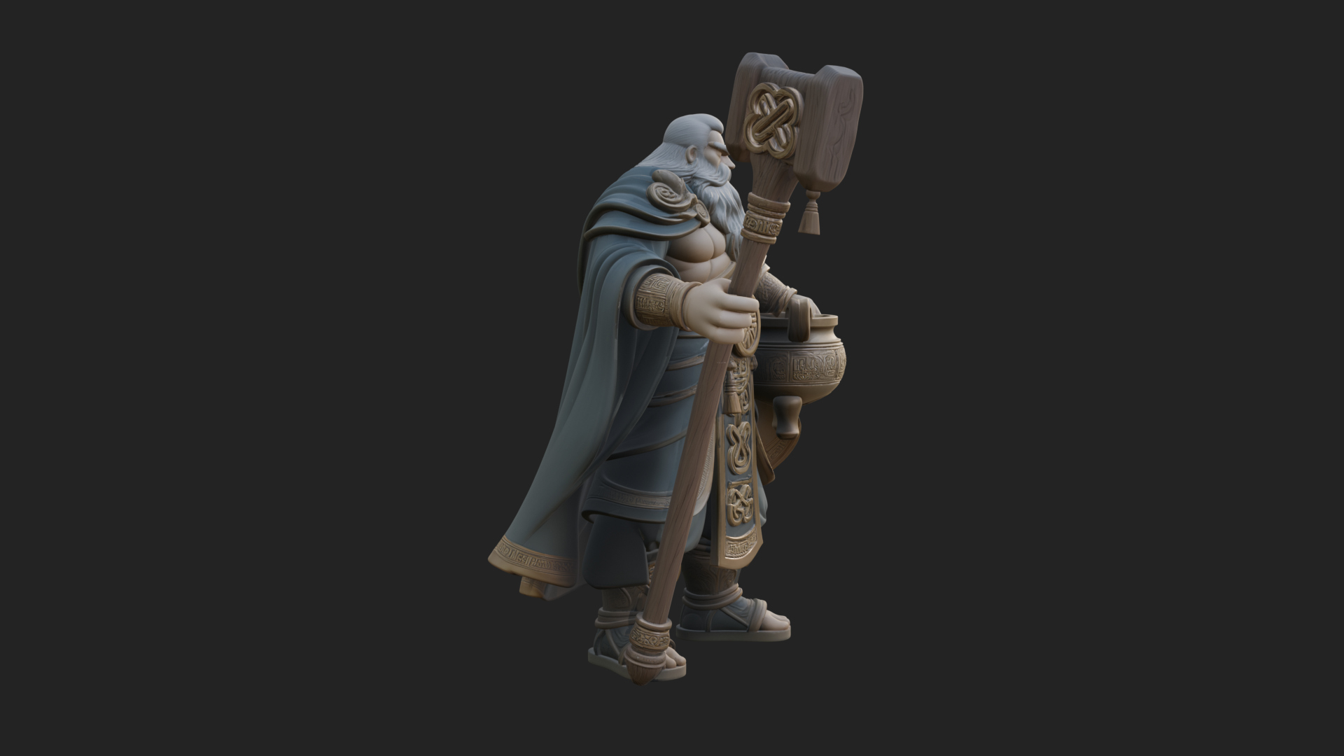 Hammer Thunder God Statue Design 2 3D Print Model 3D Model