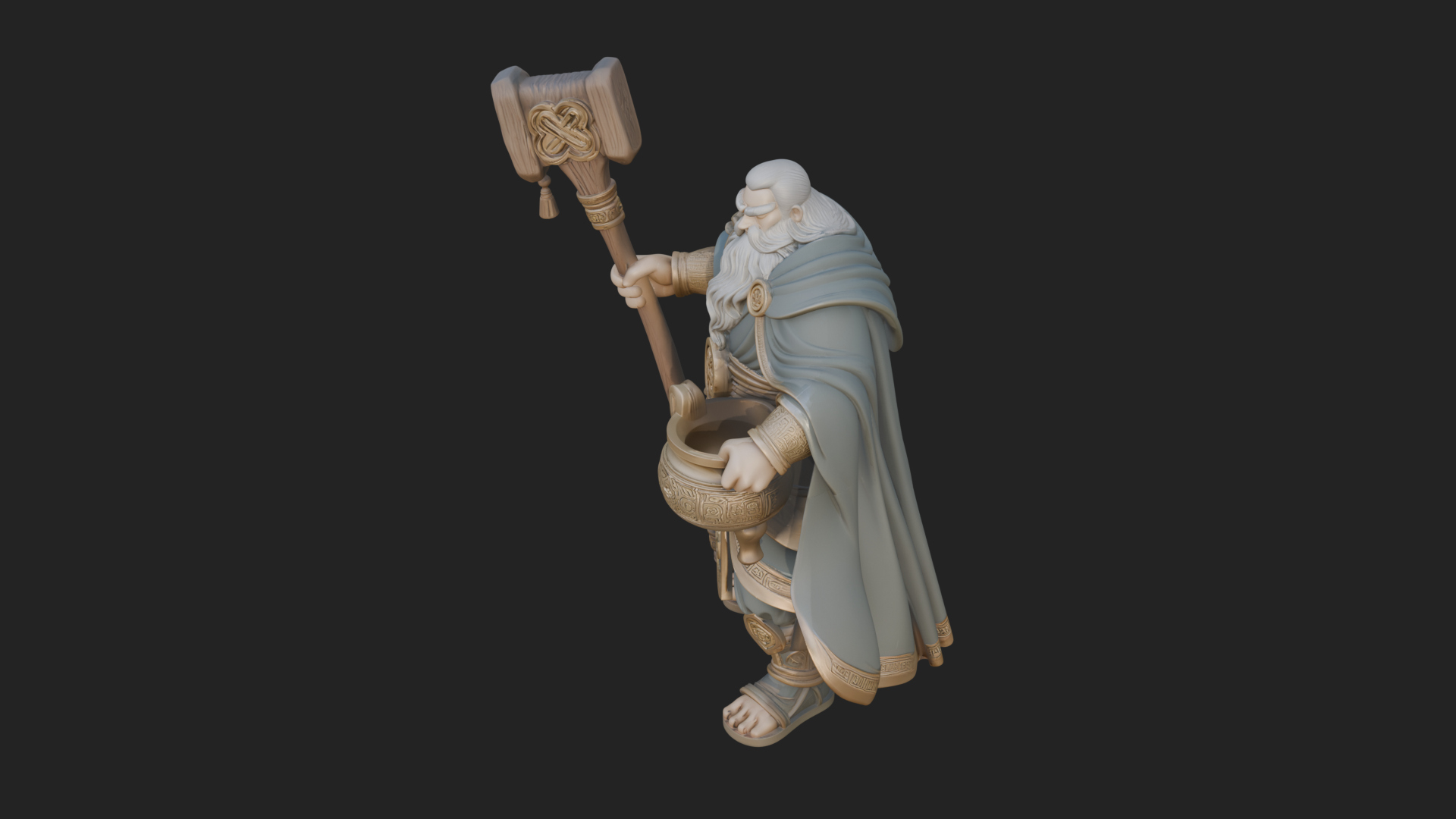 Hammer Thunder God Statue Design 2 3D Print Model 3D Model