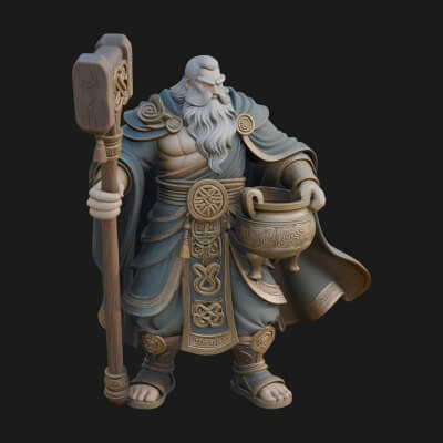 Hammer Thunder God Statue Design 2 3D Print Model