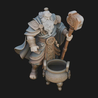Hammer Thunder God Statue Design 5 3D Print Model