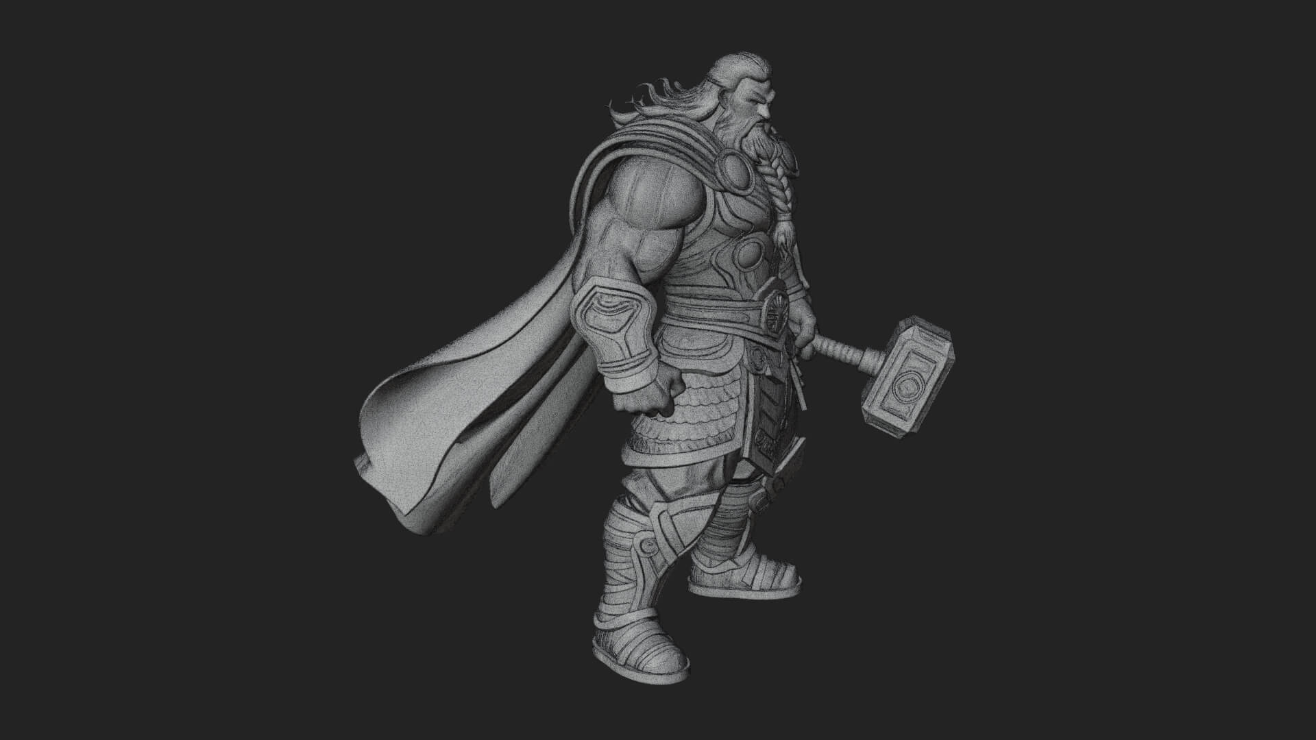 Hammer Thunder God Statue Design 6 3D Print Model 3D Model