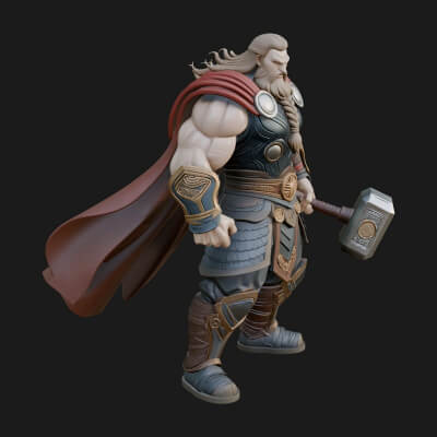Hammer Thunder God Statue Design 6 3D Print Model