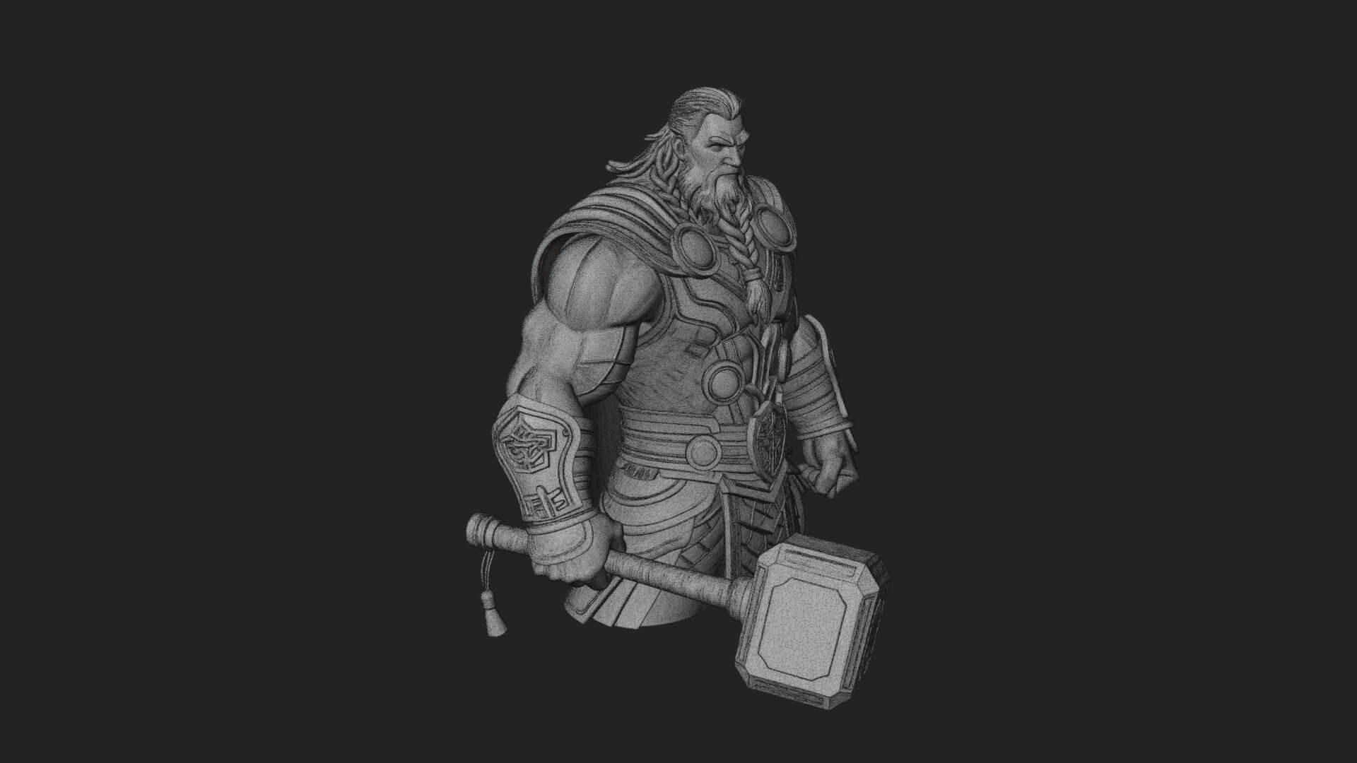Hammer Thunder God Statue Design 7 3D Print Model 3D Model