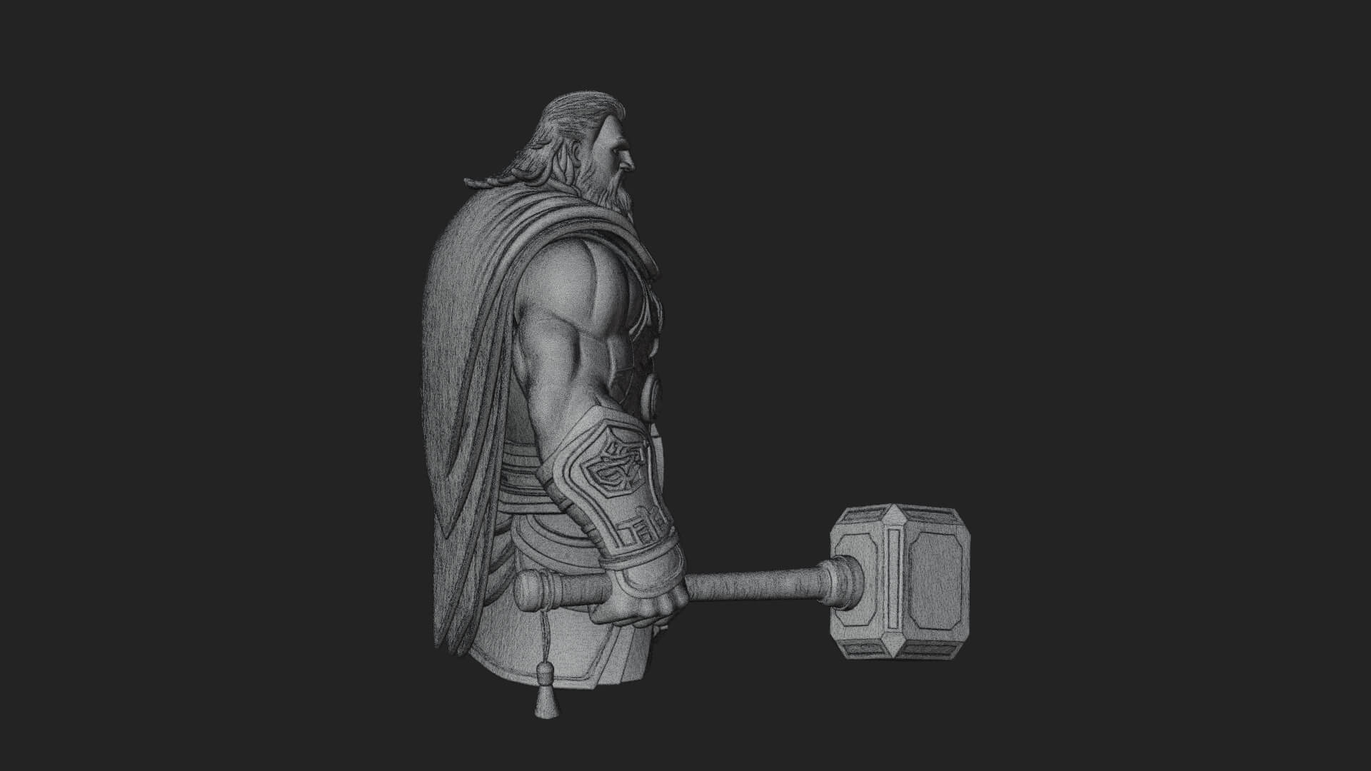 Hammer Thunder God Statue Design 7 3D Print Model 3D Model