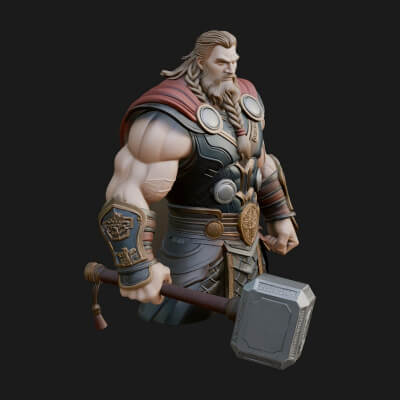 Hammer Thunder God Statue Design 7 3D Print Model
