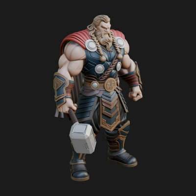 Hammer Thunder God Statue Design 8 3D Print Model
