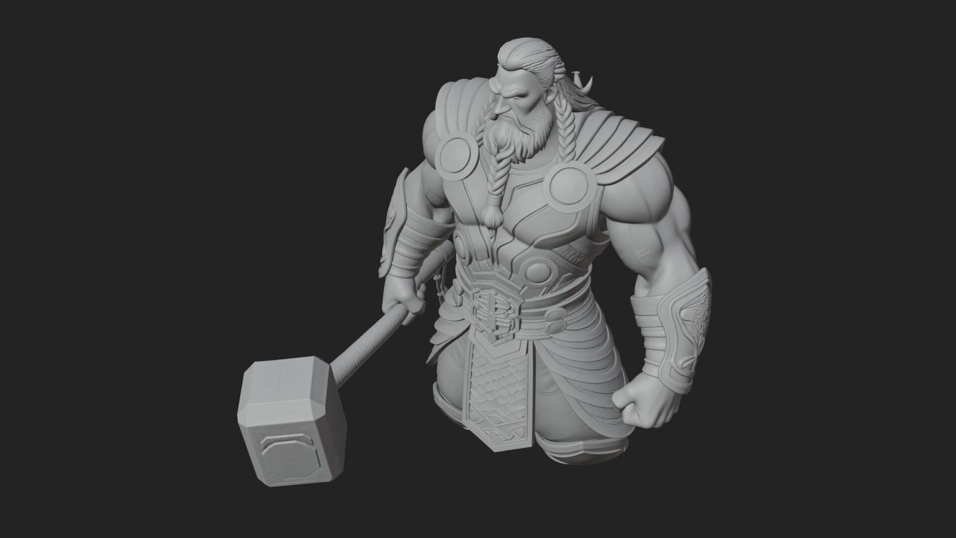Hammer Thunder God Statue Design 9 3D Print Model 3D Model
