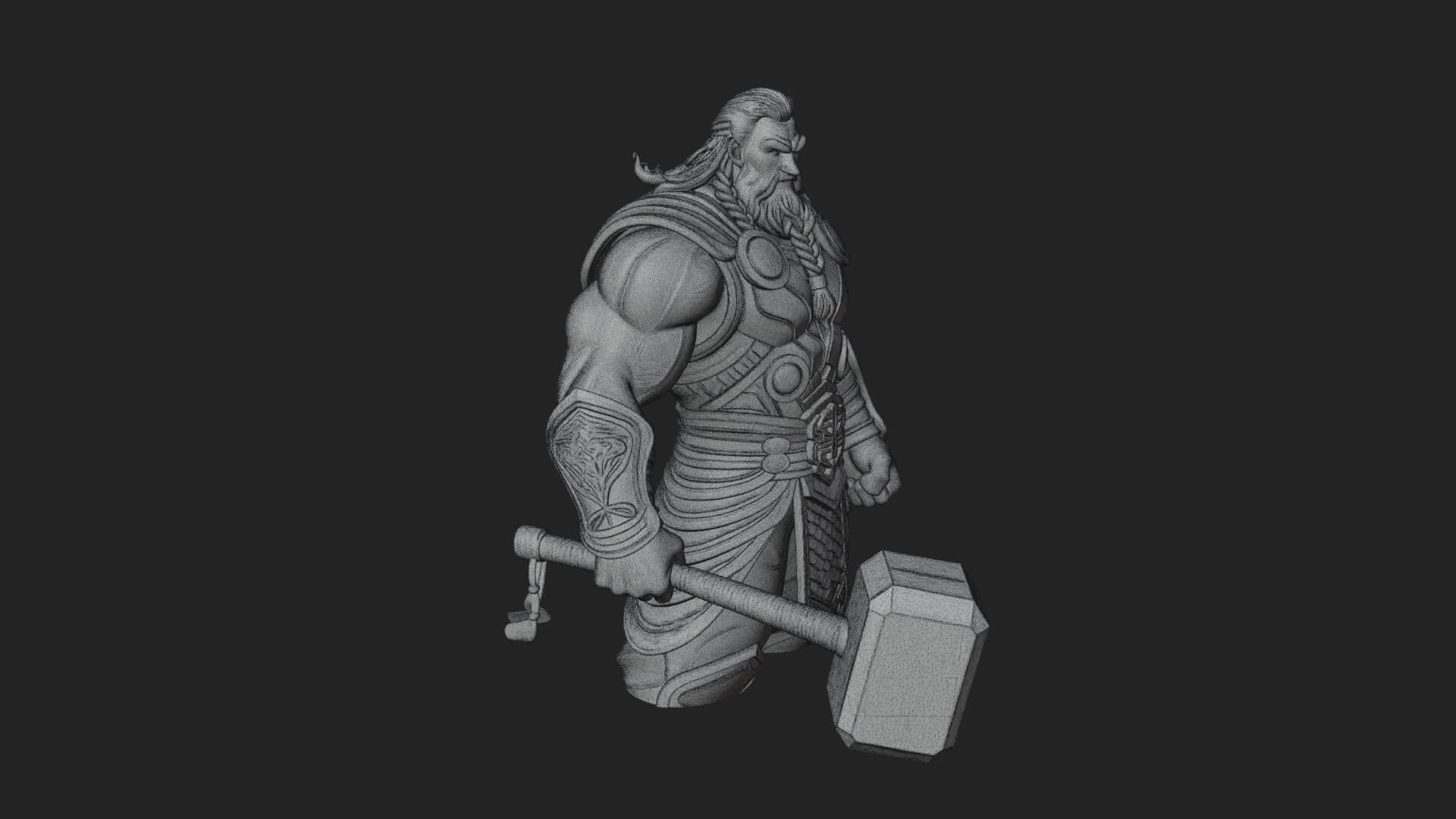 Hammer Thunder God Statue Design 9 3D Print Model 3D Model