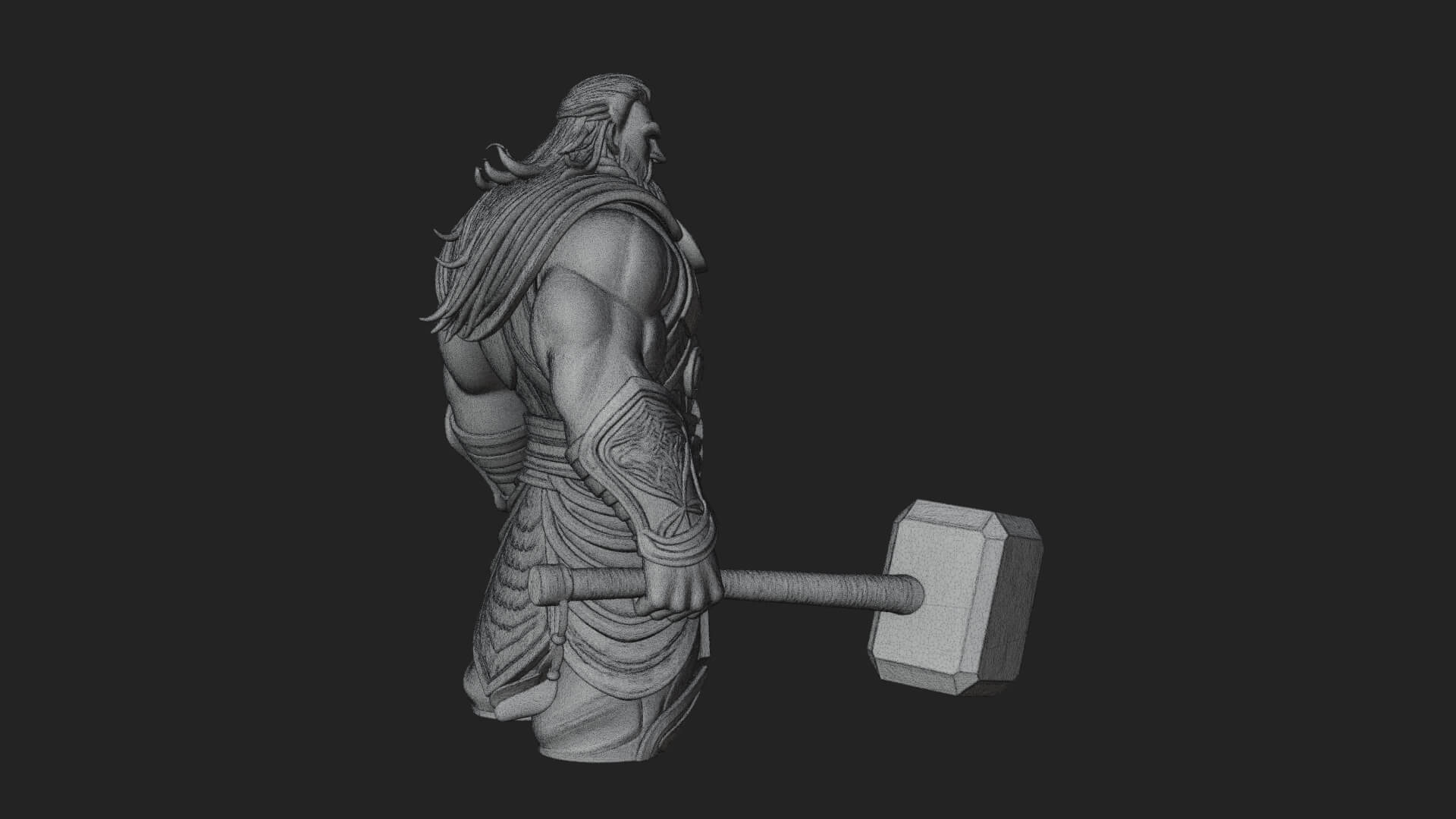 Hammer Thunder God Statue Design 9 3D Print Model 3D Model