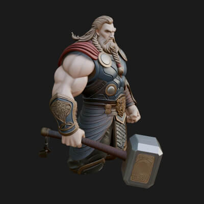 Hammer Thunder God Statue Design 9 3D Print Model