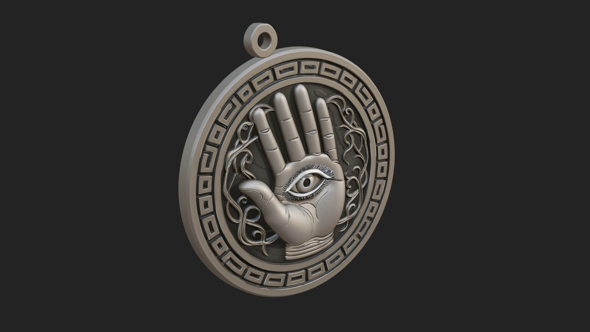 Hamsa Hand Eye Pendant Design 1 3D Print Model 3D Model