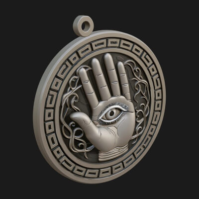 Hamsa Hand Eye Pendant Design 1 3D Print Model
