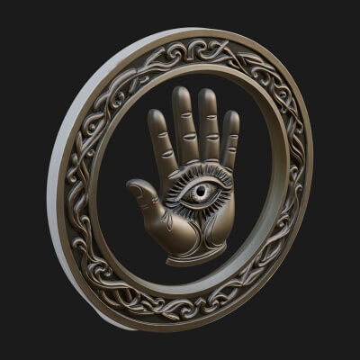 Hamsa Hand Eye Pendant Design 2 3D Print Model