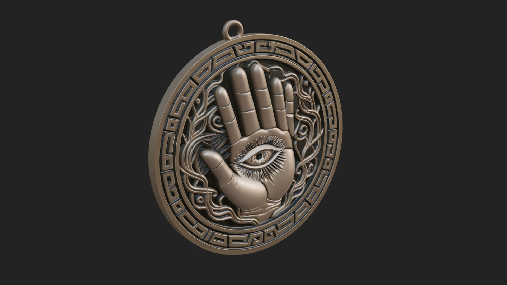 Hamsa Hand Eye Pendant Design 3 3D Print Model 3D Model