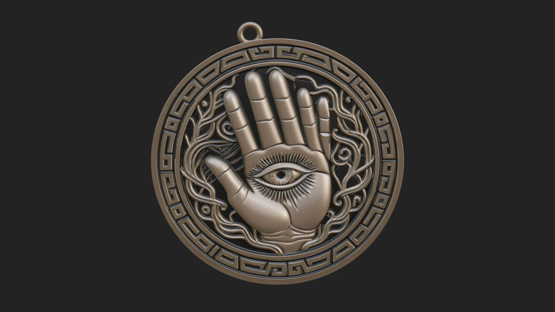 Hamsa Hand Eye Pendant Design 3 3D Print Model 3D Model