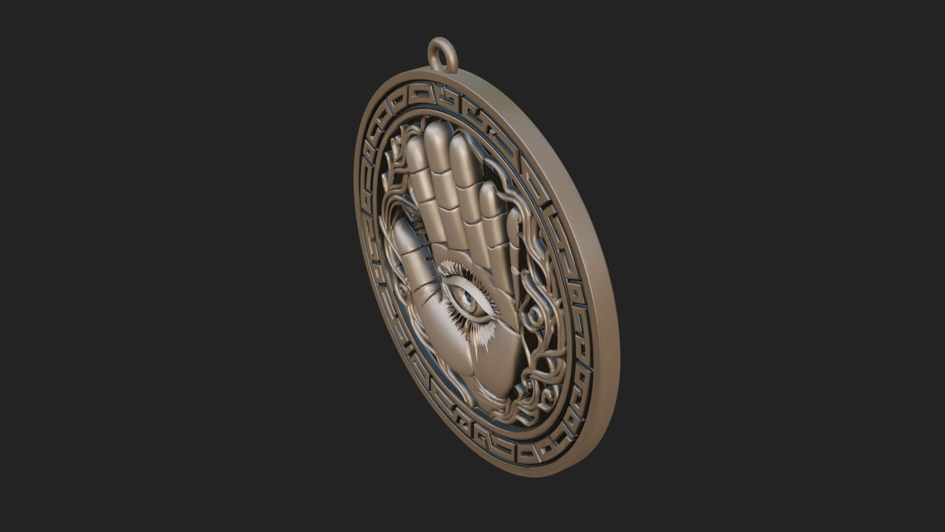 Hamsa Hand Eye Pendant Design 3 3D Print Model 3D Model