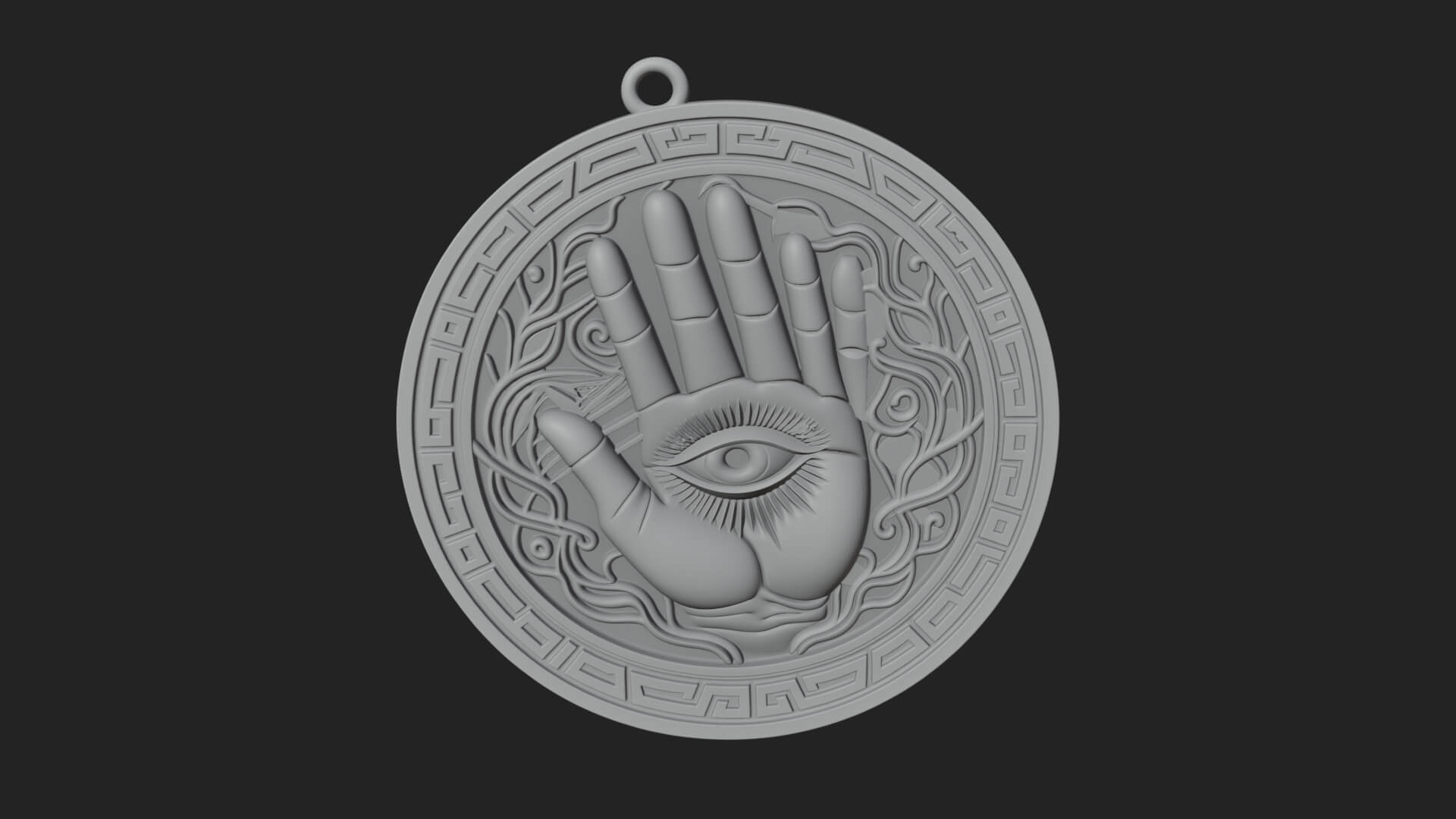 Hamsa Hand Eye Pendant Design 3 3D Print Model 3D Model