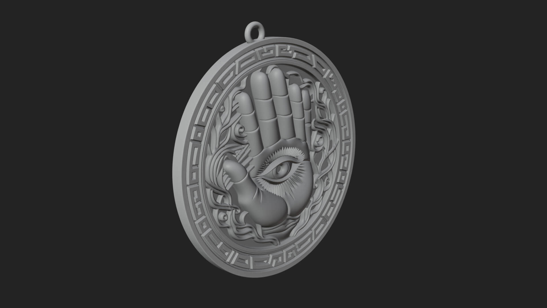 Hamsa Hand Eye Pendant Design 3 3D Print Model 3D Model
