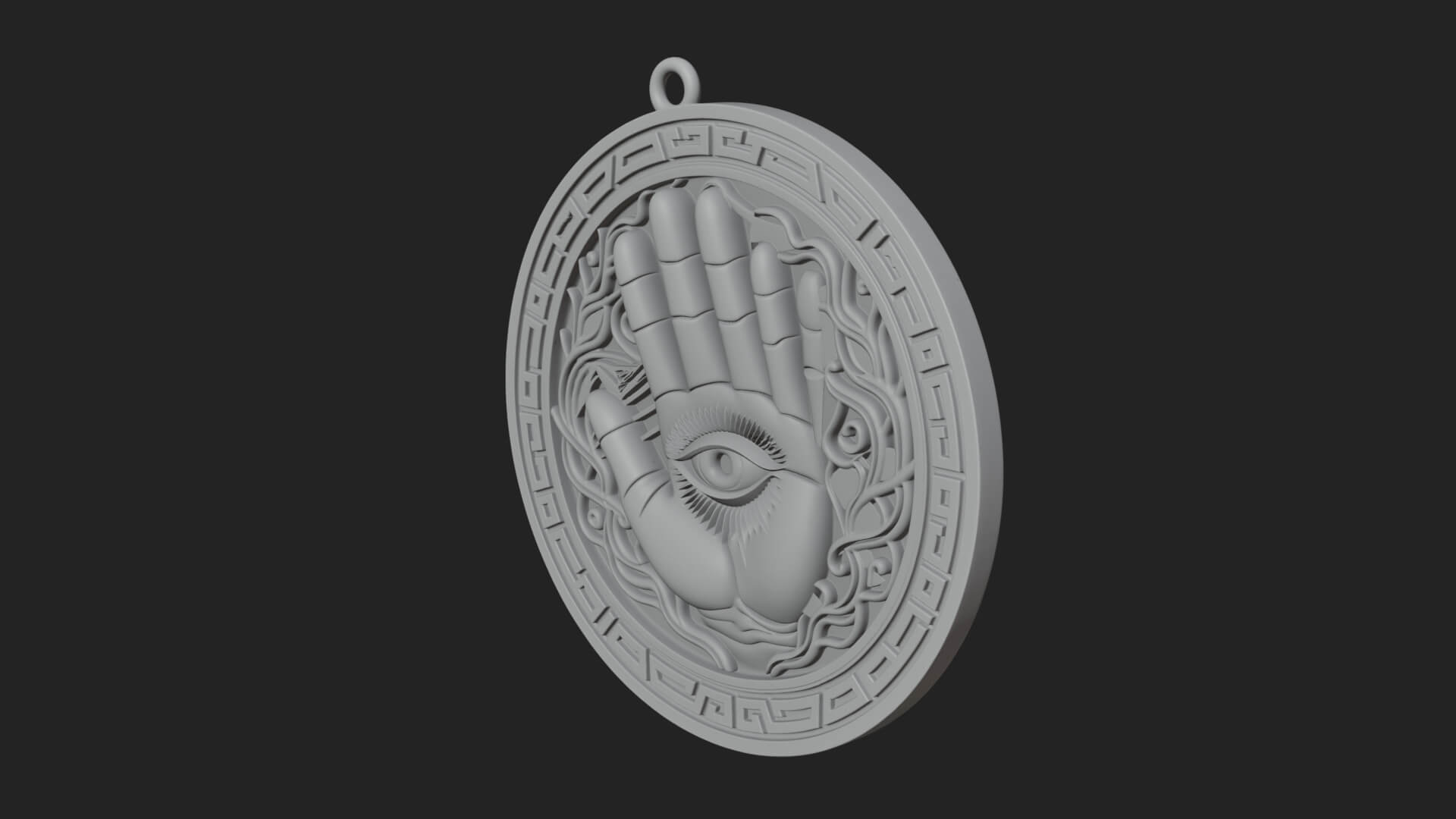 Hamsa Hand Eye Pendant Design 3 3D Print Model 3D Model