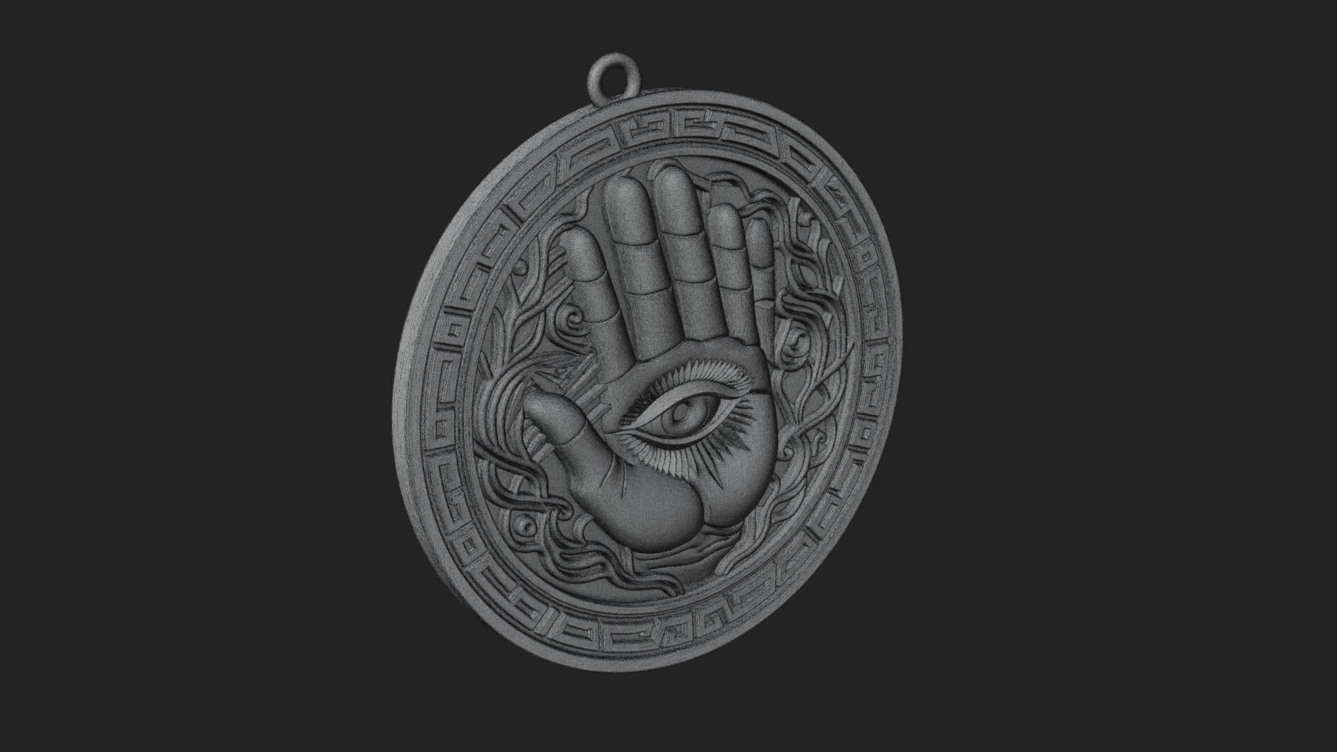 Hamsa Hand Eye Pendant Design 3 3D Print Model 3D Model