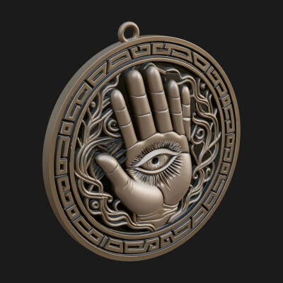 Hamsa Hand Eye Pendant Design 3 3D Print Model
