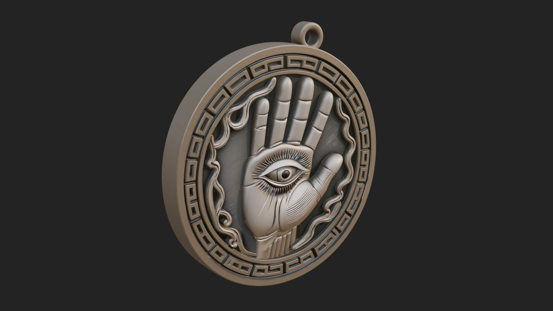 Hamsa Hand Eye Pendant Design 4 3D Print Model 3D Model