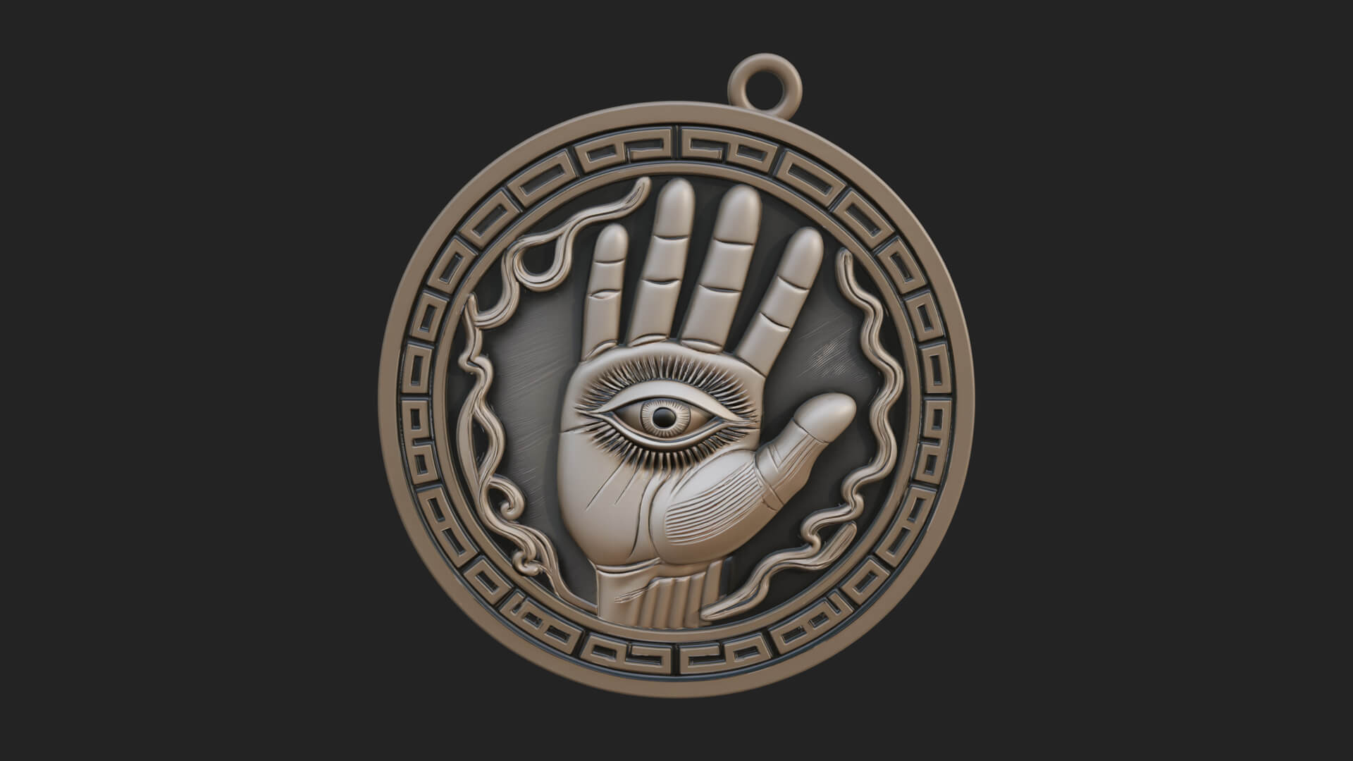 Hamsa Hand Eye Pendant Design 4 3D Print Model 3D Model
